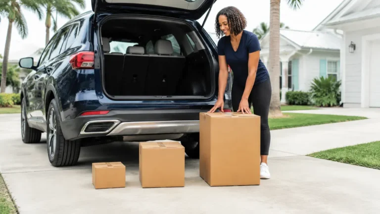 Three prepared packages compared with backpack, carry-on and car trunk space