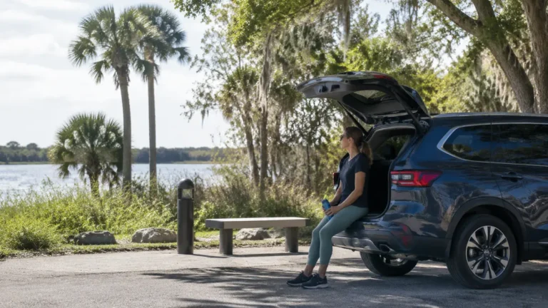 Florida road trip from Miami to Orlando with a secured visible item