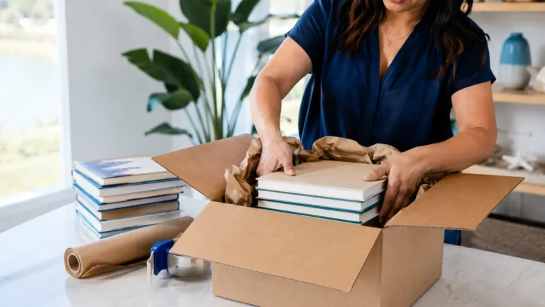 Books arranged in two manageable reinforced boxes
