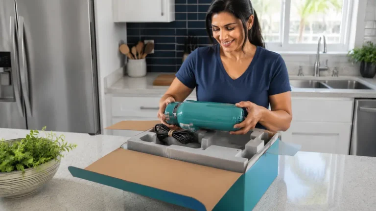 Clean dry small appliance with cord and removable parts secured