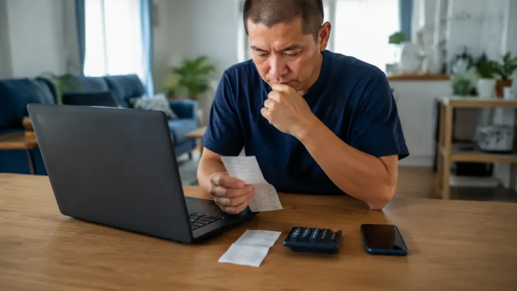 Sender comparing a receipt and current condition of a visible item