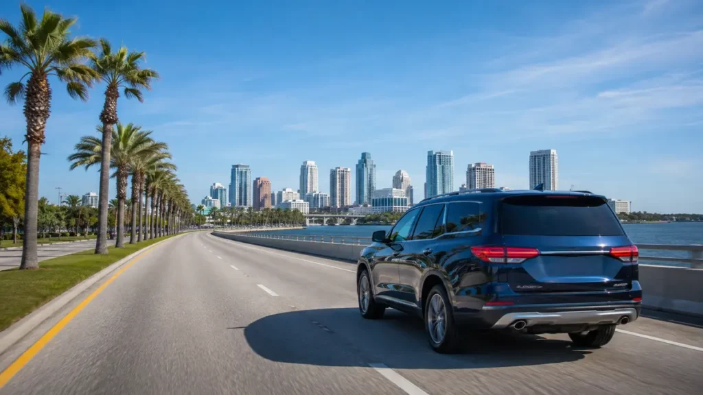 Florida road trip from Tampa to Orlando with a secured visible item
